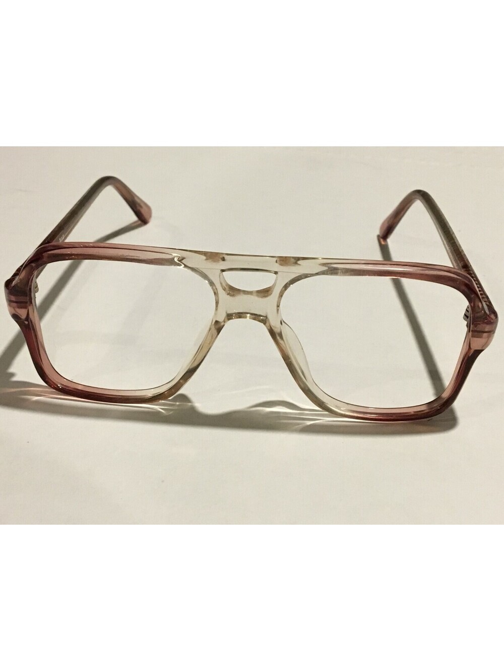 Vintage CHAMPION kids/boys DOUBLE BAR PLASTIC BROWN/TAN EYEGLASS FRAMES nos cool